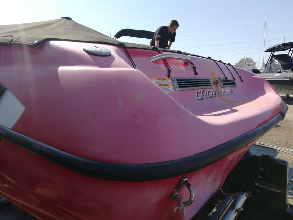 Boat detail before cleaning